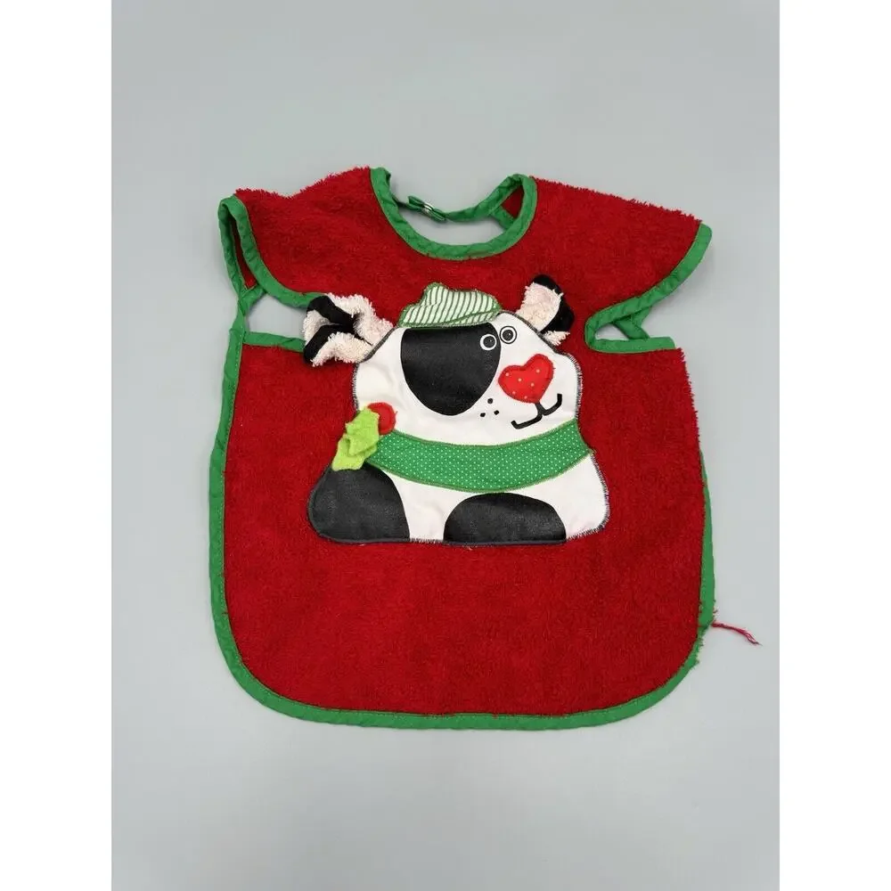 VTG Christmas Large Pullover CLOTH BIB Mullin Square Kids Baby‎ Bib READ DETAILS